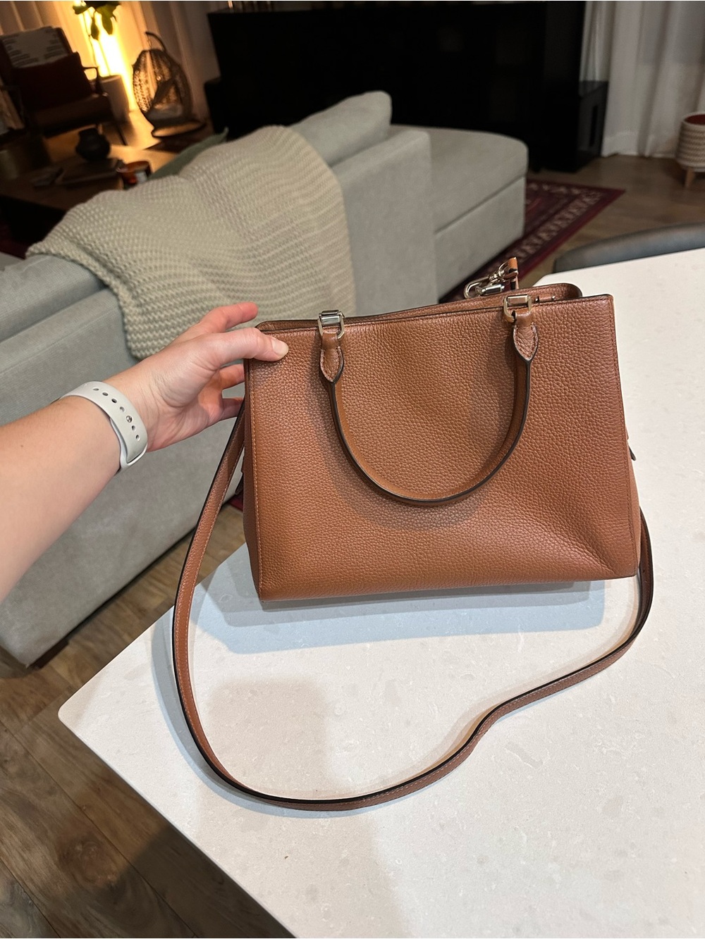 Kate Spade Leila Medium Triple Compartment Satchel crossbody Bag (Warm ginger) - Picture 2 of 9